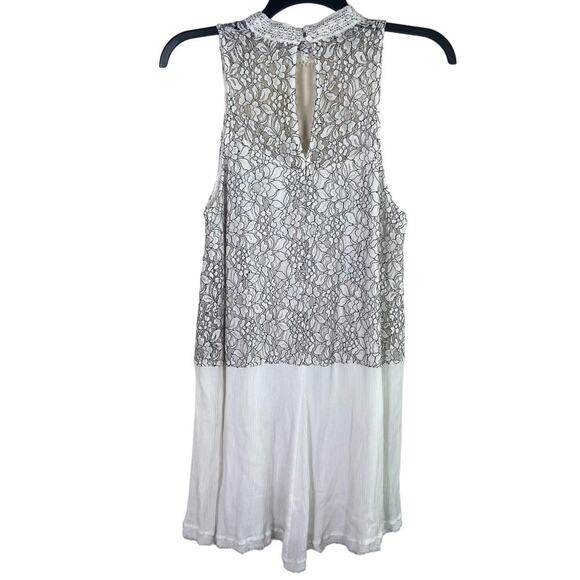 One The Land Halter Dress‎ Women's Large White Black Lace Gauzy Tiered Keyhole - Picture 4 of 14